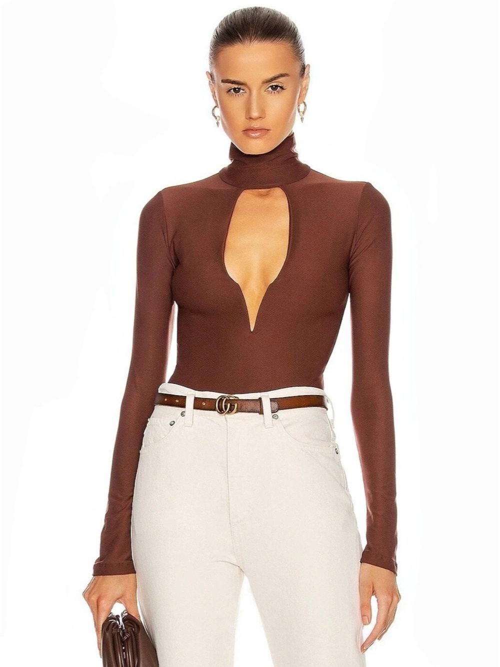 Alix NYC Illusion Cut-Out Long-Sleeve Bodysuit , S